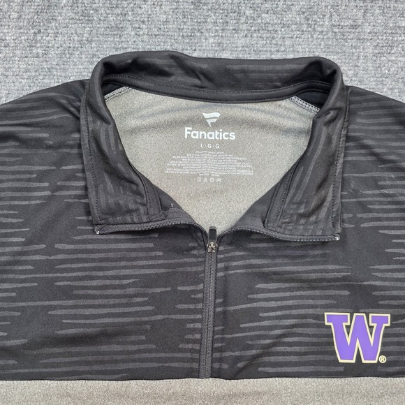Fanatics Washington Huskies Mens L Gray Black 1/4 Zip Pullover Jacket - Picture 1 of 6